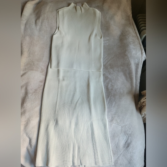 H&M co-or ord Set KNIT-RIB Sleeveless Top & Pencil maxi Skirt Cream Sz L, XL NWT - Picture 9 of 16